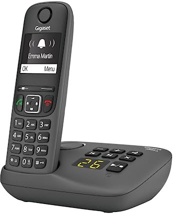 Gigaset A695A - téléphone DECT sans fil avec répondeur - grand écran à haut contraste - excellente qualité audio - profils sonores réglables - fonction mains libres - protection d'appel, Gris