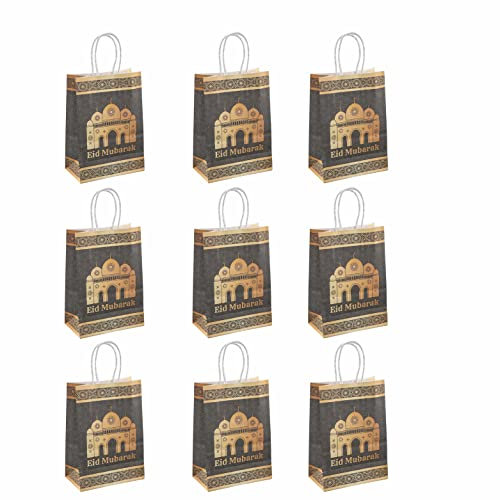 9 Stück Eid Mubarak Geschenktüten Geschenkbeutel Ramadan Deko Ramadan Dekoration Geschenkpapier Bajram Fest Schwarz Gold