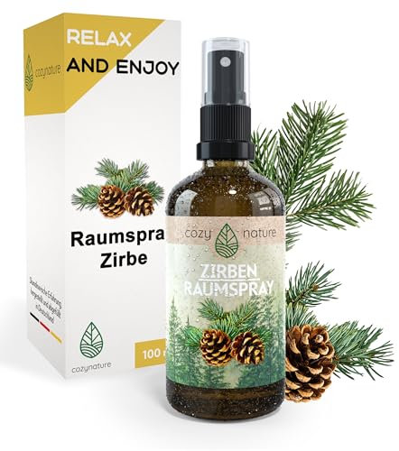 CozyNature® naturreines Zirben Duftspray | Raumspray | Sauna Spray | 100ml Kieferspray in der Glasflasche