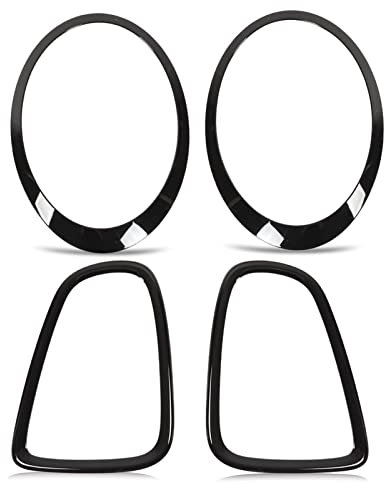 Akozon Kfz-Lichtabdeckungen, 4 Stück Schwarz Glänzende Scheinwerfer-Rücklicht-Einfassungs-Abdeckung, Ersatz für Universal Fit Mini R56 R57 R58 R59 S JCW 2007-2015