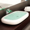 Lavabo da appoggio in pregiata ceramica bianca - lucido bianco 65x41,5x11,5 cm - design moderno K37 (Luna)