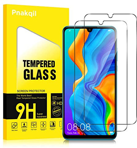 Pnakqil Lot de 2 Verre Trempé pour Huawei P30 Lite/Nova 4e, Protection Écran HD Transparent Dureté 9H Glass Film pour Huawei P30 Lite 6.15, Sans Bulles Anti-Rayures