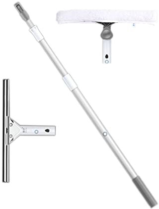 MQZHUK Telescópico Limpiador de Ventana 1.2m/1.5m/2m/3m/4m/5m Poste Extensible Herramientas de Limpieza de Vidrio Limpia Cristales Ventanas para Automóviles, Paredes Techos, Vidrios (3m)