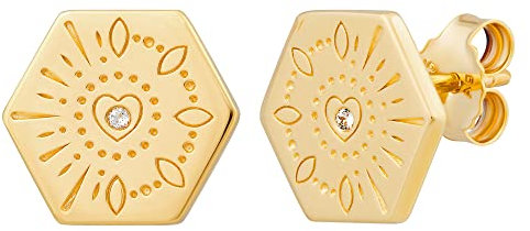 cai Damen Ohrstecker 925/- Sterling Silber 1,2cm vergoldet Weißtopas gelb 274220226V