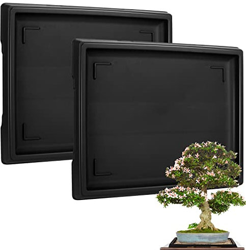 2 Stück Bonsai-Feuchtigkeitsschalen, Abtropfschale, rechteckig, Kunststoff, Pflanzen-Wasserfänger, Untersetzer für drinnen und draußen, Kakteen, Sukkulenten, Bonsai-Baum, Zimmerpflanzen-Drainage (39,7