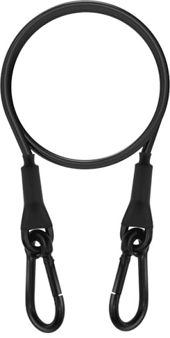 SDTC Tech 1-Pack Loop End Braided Stainless Steel Cable Heavy Duty Security Wire Ropes with Carabiner Hook Locks for Yard Light, Home Decoration, Transport, 4mm Thickness 24 Inch Length PVC Coated