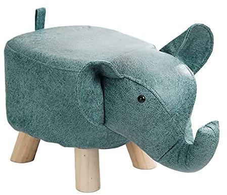 Milageto Tierhocker Sofa Teehocker Holzaufbewahrung Tragbarer multifunktionaler Kinderhocker aus Holz Elefant Bank für Dekor Schlafzimmer Spielzimmer, Blau