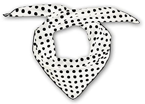 Soul-Cats Polka Dots Damen Halstuch Kopftuch Bandana, Haarband, Multifunktionstuch, weiß mit schwarzen Punkten