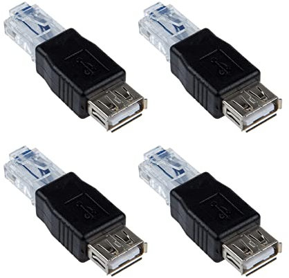 BRIUERG Lot de 4 adaptateurs femelle USB A vers Ethernet mâle RJ45