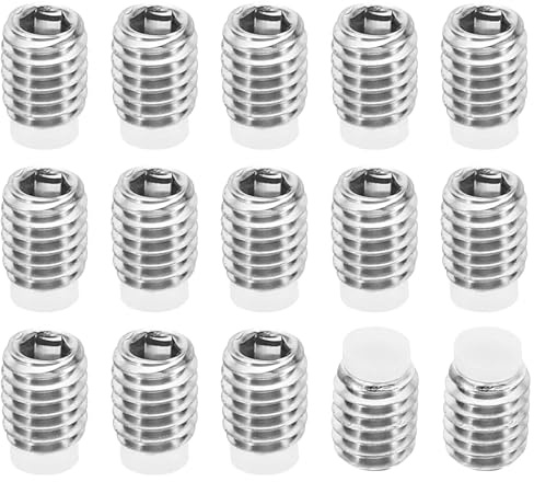 PATIKIL M4x5mm Nylon Tip Grub Screw, 15 Pack Metric Hex Socket Head Cup Point Anti Slip Set Screws Internal Hex Drive Hardware, 304 Stainless Steel