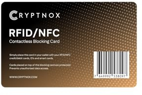 Cryptnox Tarjeta bloqueadora RFID para Cartera | Blindaje pasivo de 13,56 MHz que protege todas las tarjetas sin contacto de tu cartera sin batería, sin carga ni aplicación