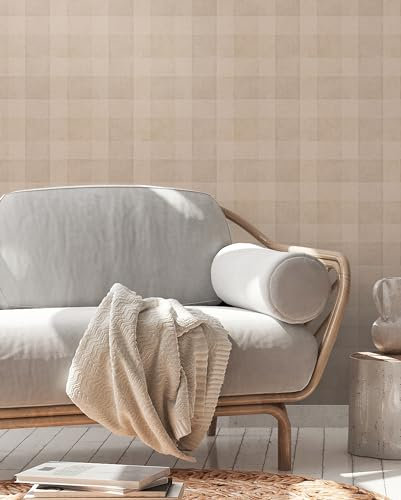 BRICOFLOR Karierte Tapete beige braun ideal für Esszimmer und Küche Karo Vliestapete klassisch im Landhausstil