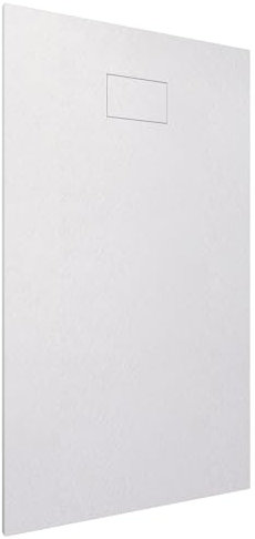 Quarzo piatto doccia 80x140 effetto pietra ardesia bianco in smc con piletta e copripiletta