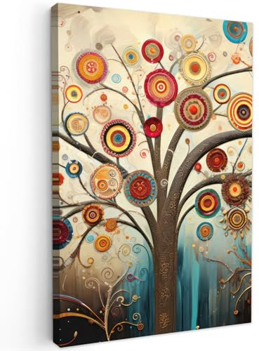 MuchoWow© Impression sur Toile Photo Peinture 40x60 cm Tableau Decoration Murale Chambre Salon Maison Deco Cuisine Arbre de vie - Hippie - Art - Arbre - Spirituel - Abstrait