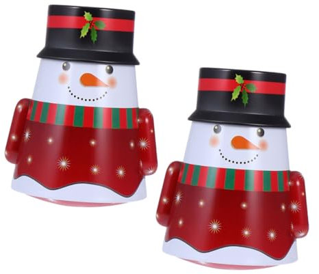NOLITOY 2Er-Box Blechdose zur Aufbewahrung Körbe aus Stroh geflochten Schneemann-Keksdose aufbewahrungsdose storage boxes Süßigkeitenbehälter Dosen für Süßigkeiten Geschenkkisten