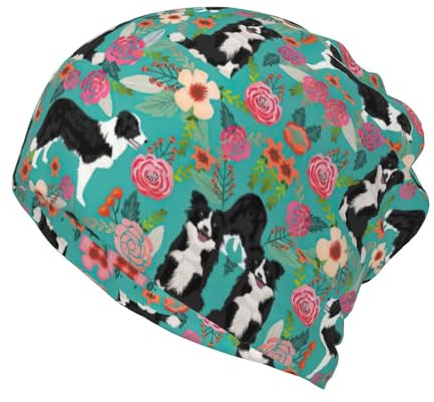 MyPiky Border Collie Florals Print Multifunktions-Beanie Hut für Männer Frauen Unisex, Beanie Cap, Strickmütze, Strickmütze, Beanie Hut, Border Collie Florals, One Size, Border Collie Florals