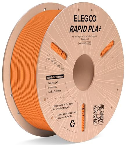 ELEGOO High Speed PLA+ Filament 1.75mm Orange 1KG, Rapid PLA Plus 3D Drucker Speedy Filament für 0-600 mm/s Hochgeschwindigkeitsdruck, Maßgenauigkeit +/-0,02mm, 1kg Spule (2.2lbs)