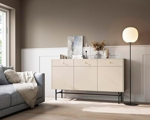 Generisch Kommode Diva 3D2SZ Sideboard Schrank Highboard (Creme)