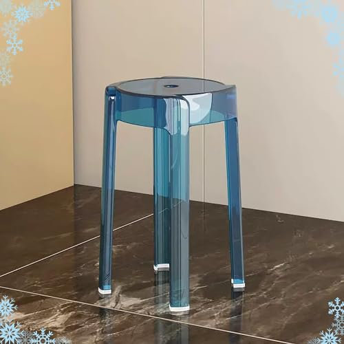 KGAILL Barhocker aus Acryl Transparenter Hoher Hocker Stapelbarer, Modernen Tresenhocker Sitzhöhe 46cm Bistrohocker Tragkraft 300Kg (Color : Blue, Size : 1 PC)