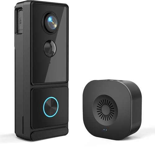 BYRANKE Video Doorbell Camera Wireless Doorbell Camera with Wireless Chime, 2.4GHz WiFi., Two-Way Audio, AI PIR Motion Detection, Compatible with Alexa, Real Time Alert for Home Security.