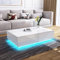 Couchtisch, Mitteltisch Teetisch für Wohnzimmer, Wohnzimmertisch Hochglanz, Rechteckiger Beistelltisch mit 4 Schubladen für Home Office Möbel (Weiß mit LED)