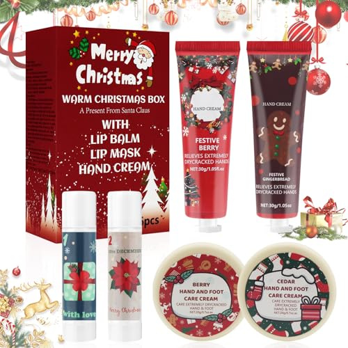 HASAIKA® Handcreme Set, Weihnachten Handcreme Geschenkset, feuchtigkeitsspendender Handcreme, Fußcreme, geeignet für Geburtstag (6 Stück)