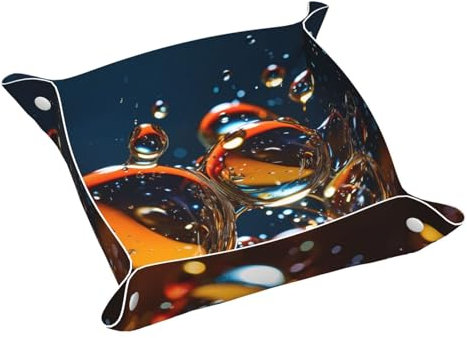 Bandeja de tocador, bandeja de piel de PVC para viajes, organizador de viaje pequeño para llaves, carteras, relojes, monedas (patrón graso)