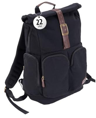 Xcase Laptoprucksack: Rolltop-Business-Rucksack mit großem Eck-Reißverschluss, 22 l, schwarz (Rucksack Tasche Herren, Rucksack Segeltuch, Umhängetasche)