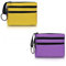 FuninCrea 2 monederos pequeños para mujer con 3 bolsillos con cremallera y llavero, monedero de lona para mujer, monedero pequeño para tarjetas, monedas y llaves, Amarillo+púrpura, Contemporáneo