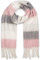 styleBREAKER Damen Web-Strickschal mit breiten bunten Streifen und dicken Fransen - Warmer Winter-Schal, mehrfarbig 01017160, Farbe:Rose-Grau-Weiß