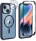 Leedia Handyhülle Kompatibel mit iPhone 14 Magsafe Hülle 360 Grad Ganzkörper Eingebauter Panzerglas Displayschutz Schutzfolie Case Stoßfest Schutzhülle für iPhone 14 6.1 Blau
