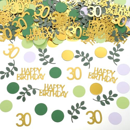 400 Stück Konfetti 30 Geburtstag Deko, Happy Birthday Tischdeko Grünes Konfetti Streudeko 30. Geburtstag für Geburtstage Partys Jubiläen