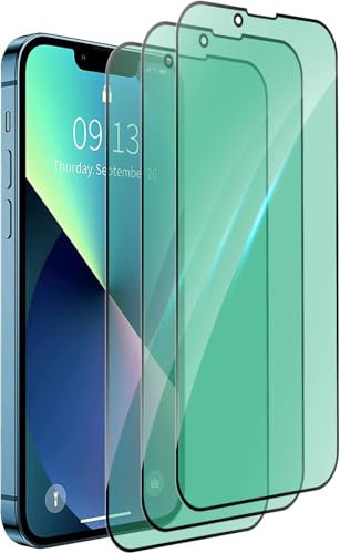 3 Pack Screen Protector for iPhone 13 Pro Max, Green Light Eye Protection Tempered Glass Film iPhone 13 Pro Max 6.7 [Anti-Blue Light Screen Protector] [Impact-Resistant] [9H Hardness Anti-Scratch]