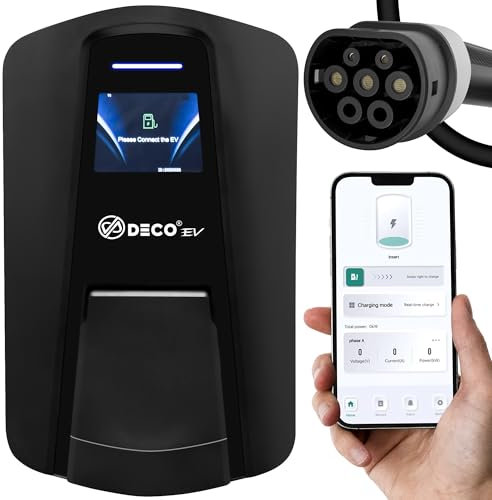DECO® Fusion EV Charger | OCPP | 22kW/32A Three Phase WallBox | Super Fast EV Charger | Untethered Type 2 | Indoor/Outdoor | Black Electric Vehicle Car Charger |