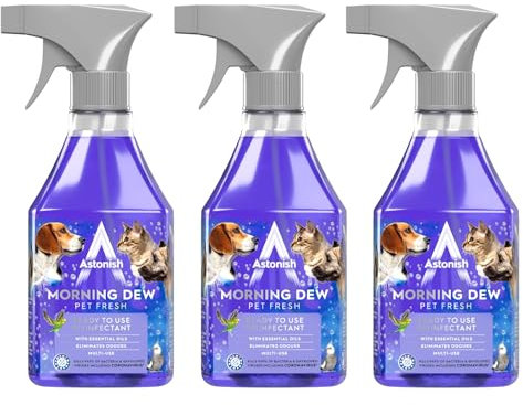Astonish Vegan Disinfectant Spray, Ready to Use, Virus and Germ Killing, Morning Dew Purple, 3 x 550ml