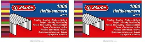 Herlitz 8760613 Heftklammern Nummer 10 verzinkt, 1000 Stück, metall (Packung mit 2)