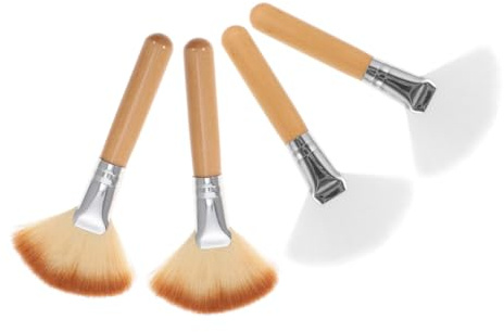 Mikinona 4pcs Loose Powder Brush Setting Brush Large Fan Shape Blush Applicator for Makeup for Nose Shadow Highlighter Face Comfortable Handle