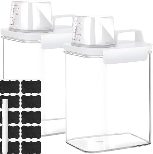 HBSTK 2 PCS Multifunktionaler luftdichter Waschmittelspender und Messbecher (1100 ml) – Perfekte Aufbewahrung für Waschmittel, Pulver, Waschparfüm, Getreide und Reis