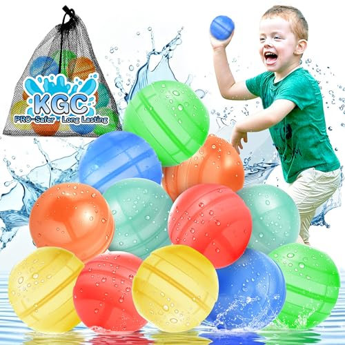12 Stück Wasserbomben Wiederverwendbar, Silikon Wasserbomben Wasserballons Wiederverwendbar Mit 1 Mesh Bag, Reusable Water Balloons, Befüllbare Wasserbomben Mehrweg für Sommer, Pool