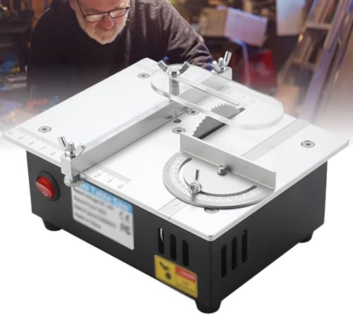 Sierra ingletadora eléctrica – Máquina de corte de banco para carpintería, sierra de escritorio pequeña, grosor de corte de 15 mm, ajustable de 0 a 90°, 5000 RPM para proyectos de manualidades en