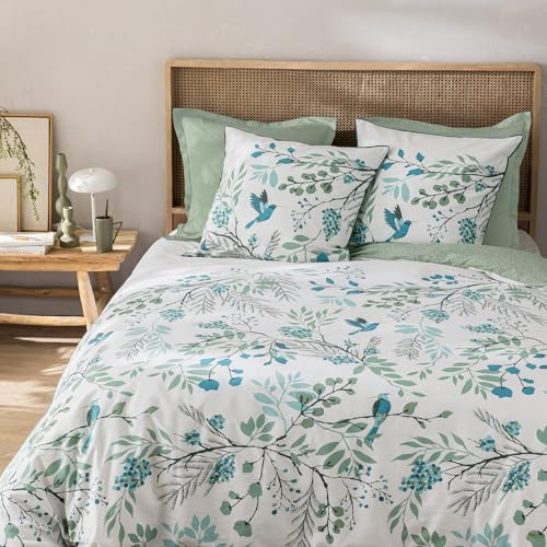 MATT & ROSE Paradis Parure de lit 2 Personnes | 100% Coton | Oeko-TEX | Housse de Couette 260x240cm + 2 Taies d'oreiller 65x65cm | Blanc