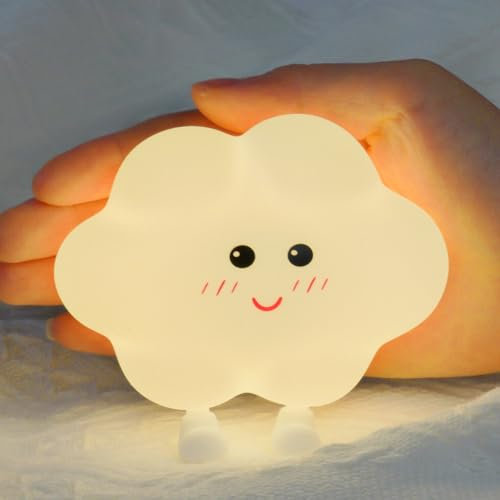 HOTUT Veilleuse Nuage Enfant, Veilleuse Nuage Bébé avec Fonction de Gradation Tactile, Kawaii Lampe de Chevet Enfant Deco Chambre Bebe, Rechargeable lampe de nuit Tenture murale magnétique