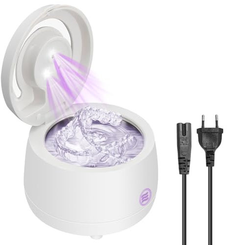 Kizaten Nettoyeur Ultrasons 43000Hz,180ML Nettoyeur Ultrasonique Portable,Avec Lampe UV pour Prothèses Dentaires,Gouttière Dentaire,Retainer,Bijoux