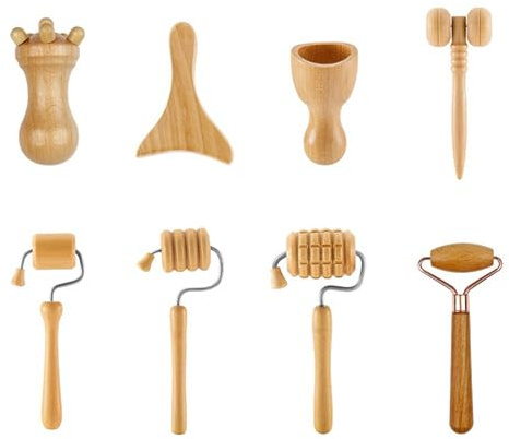 Lot de 8 outils de massage du visage en bois Maderoterapia Kit de soins de la peau Rouleau de massage facial pour soulager la fatigue des femmes et des filles