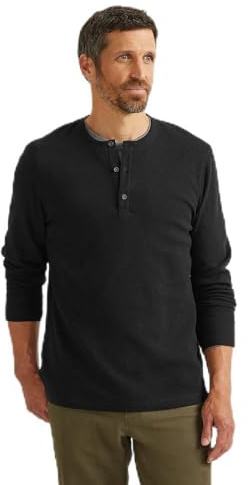 Eddie Bauer Men's Eddie's Favorite Thermal Henley, Black, XXX-Large, Tall