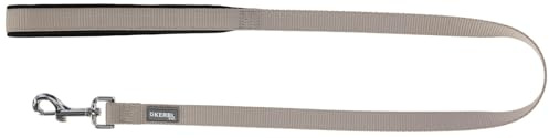 KERBL Miami Leine mit Softgriff – 100 cm, Beige (Breite 20 mm, Material Nylon, mit Karabinerhaken aus Stahl, Hundeleine) 86196