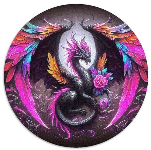 Drachen 1000 Teile Puzzle Rundes Puzzle Für Erwachsene Und Kinder Pädagogisches Für Erwachsene Kinder Buntes Tier Geschenke 1000pcs (67.5x67.5cm)