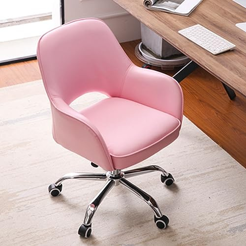 Poltrona girevole moderna in pelle rosa con ruote regolabili Midback sedia da scrivania per ufficio e studio imbottita comoda sedia per computer base robusta