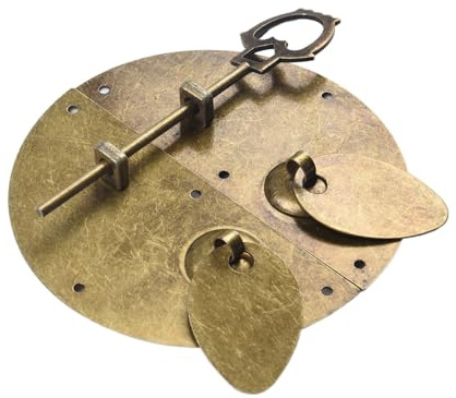 Türgriff im Retro-Stil aus Messing, chinesischer Dynastie-Stil, 100 mm Durchmesser, Antik-Messing-Farbe, Metall-Eisenkonstruktion, für Schrank, Kleiderschrank, Schublade, mit abschließbarem Bolzen