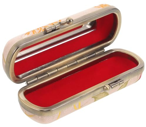Lippenstiftetui aus Gewebe und Zinklegierung für Handtasche | Portabel, Sicherer Halt für Lippenstift, Einzigartige Muster, Praktisch für Camping und Outdoor Einsatz